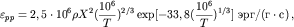 $$\varepsilon_{pp}=2,5\cdot 10^{6}\rho X^{2}(\frac{10^{6}}{T})^{2/3}\exp[-33,8(\frac{10^{6}}{T})^{1/3}]~\mbox{���/(�}\cdot\mbox{�)}\,,$$